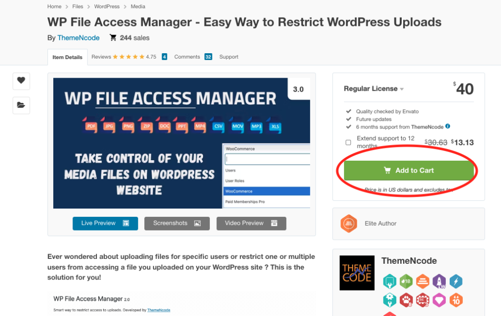 Add-to-cart-wp-file-access-manager-codecanyon