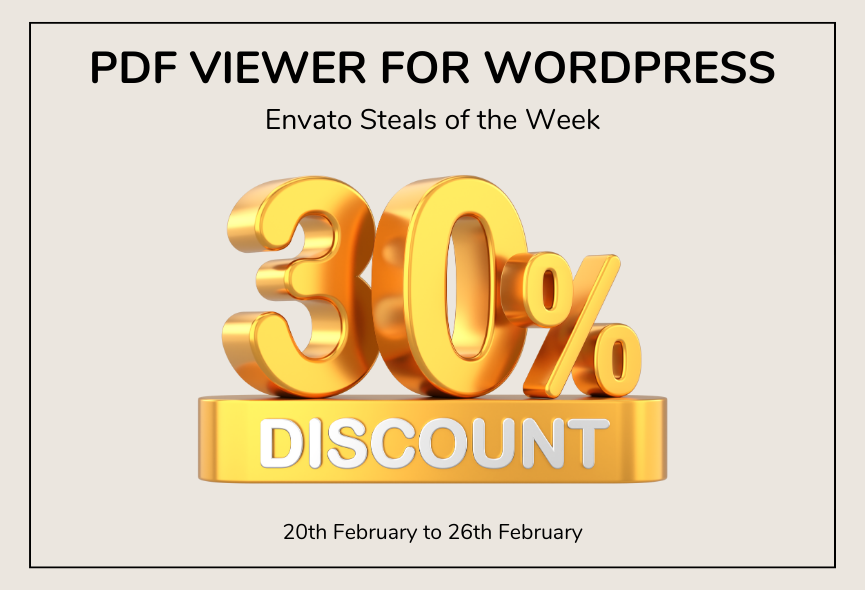 PDF viewer for WordPress is Selected For Envato ‘Steals of The Week’