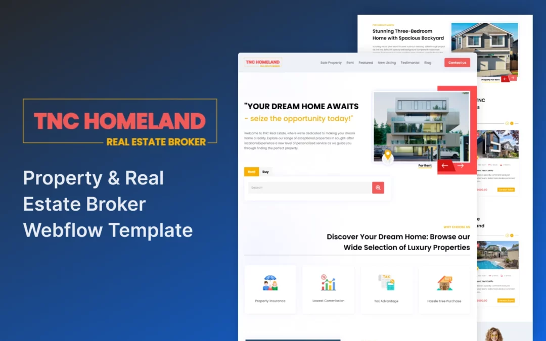 TNC Homeland – Real Estate Webflow Template (With Video)