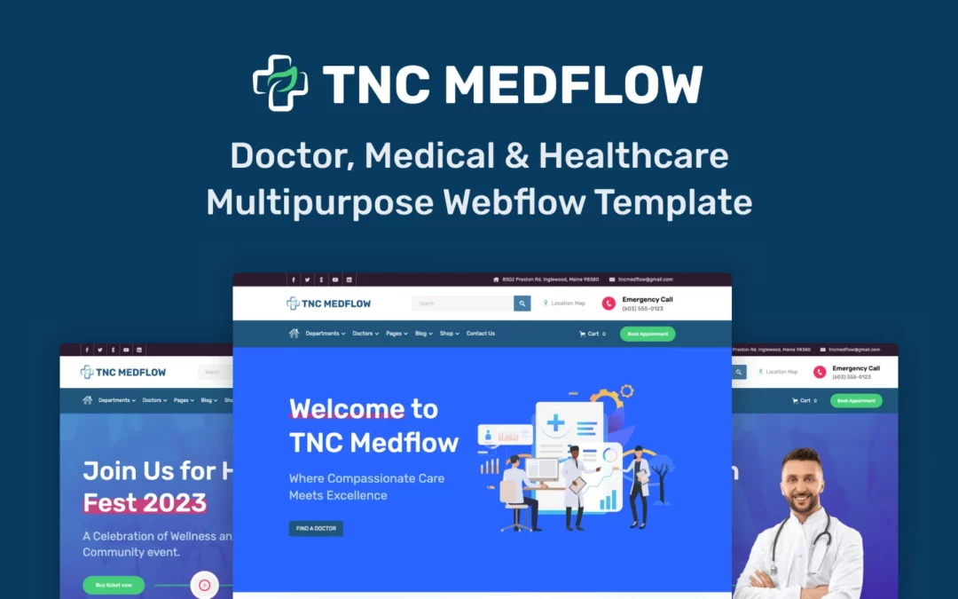 TNC MedFlow Ecommerce – Medical Webflow Template (With Video)
