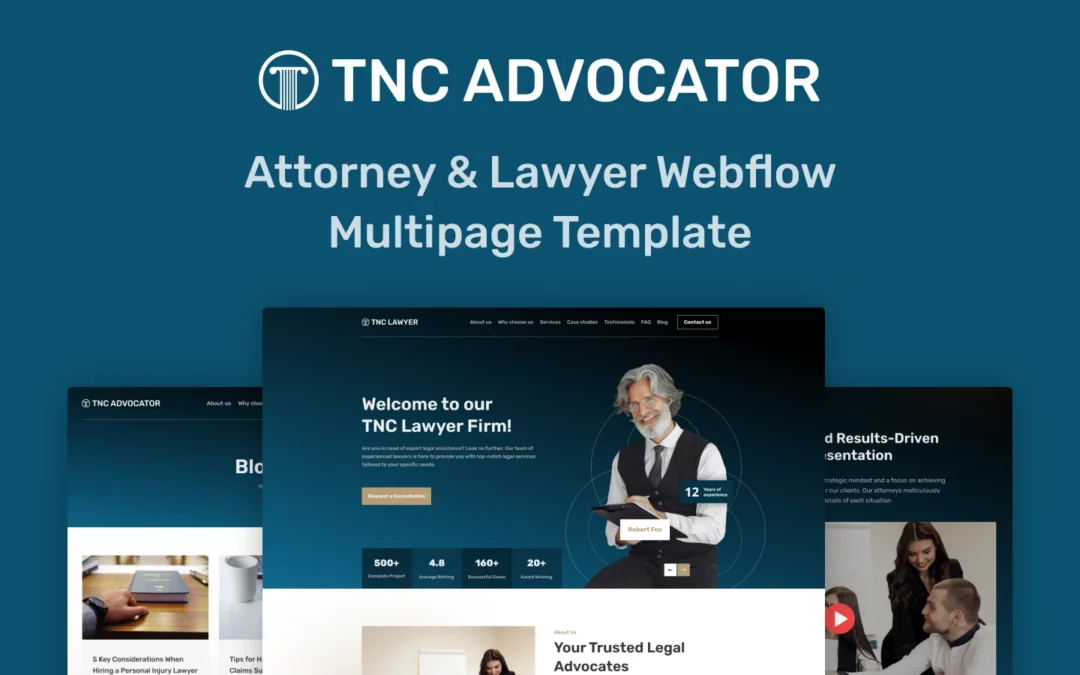 TNC Advocator – Attorney Webflow Template with Preview video