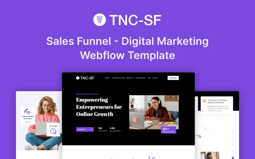 TNC Sales Funnel – Learning Webflow Template (With Video)