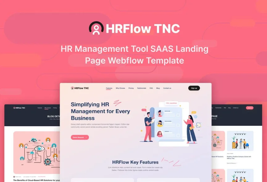HRFlow TNC – SaaS Webflow Template (With Video)