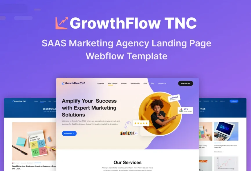 GrowthFlow TNC – Agency Webflow Template with Preview video