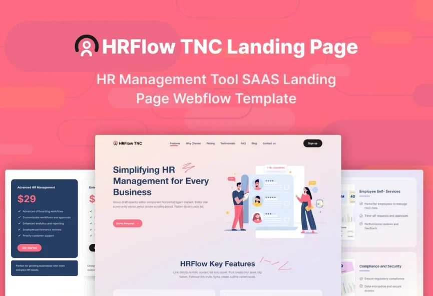 HRFlow TNC Landing Page – Webflow SaaS Template