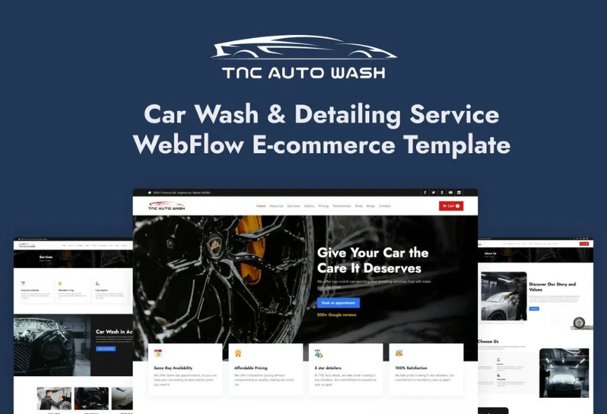 New Webflow Template for Car Wash – TNC AutoWash eCommerce