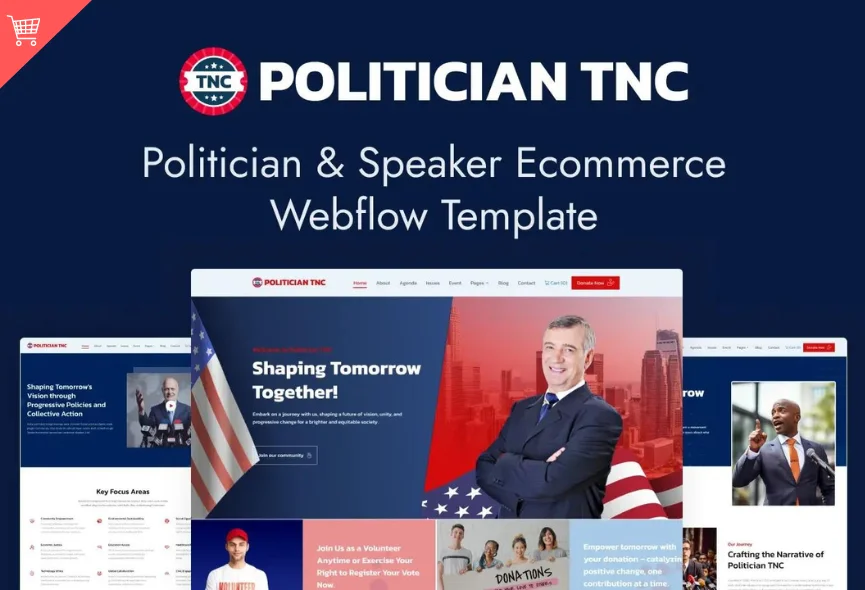 Webflow Political Template - Politician eCommerce TNC.
