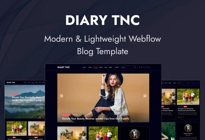 Diary Dark TNC - Webflow Blog Template